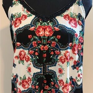 Xhilaration Floral V-Neck Camisole - Black, White & Red